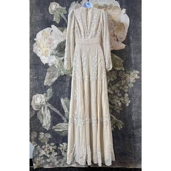 New Anthropologie BHLDN Belize Embroidered A-Line Long-Sleeve V - Main Image